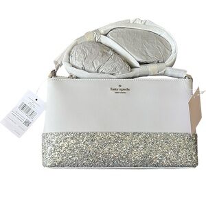 NWT Kate Spade Grey Silver Flash Glitter Cross Body Bag